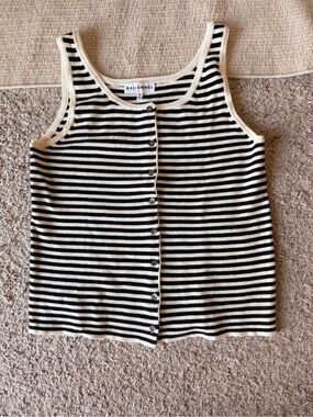 Raisonnel Black & Cream Striped Button-Front Tank Top